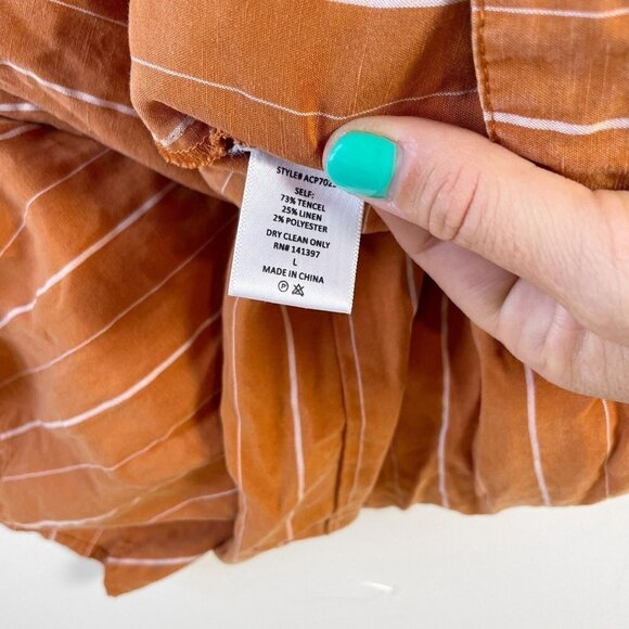 ASTR Womens Baseline Wide Leg Jumpsuit Linen Orange Striped L Backless Cutout - Picture 7 of 12